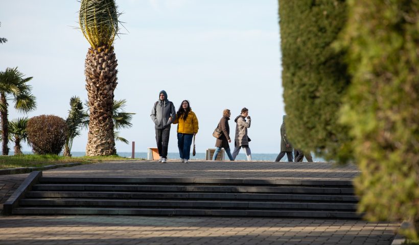 Старый бульвар Батуми, набережная Батуми зимой