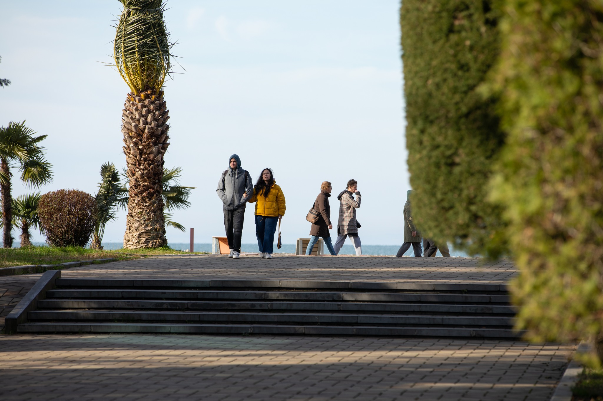 Старый бульвар Батуми, набережная Батуми зимой